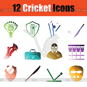 Cricket icon set - color vector clipart