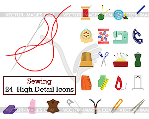 Set of 24 Sewing Icons - vector clipart