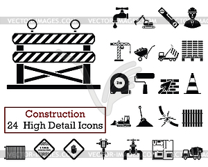 Set of 24 Construction Icons - vector image