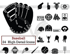 Set of 24 Baseball Icons - vector image