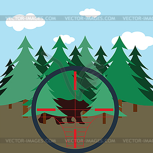 Hunting in fir forest - vector EPS clipart