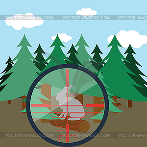 Hunting in fir forest - stock vector clipart