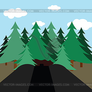 Hunting in fir forest - vector clip art