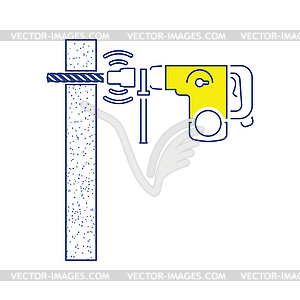 Icon of perforator drilling wall - vector image