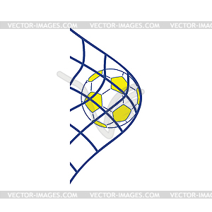 Icon of football ball in gate net - stock vector clipart