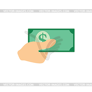 Hand holding money icon - vector clip art