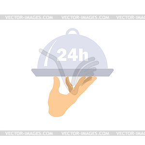 24 hour room service icon - vector clipart