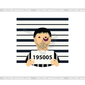 Prisoner in front of wall with scale icon - vector clip art