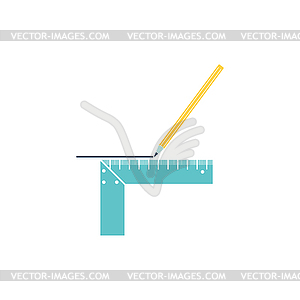 Pencil line with scale icon - stock vector clipart