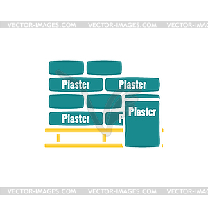 Palette with plaster bags icon - vector image