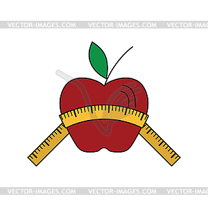 Flat design icon of Apple with measure tape - vector clipart