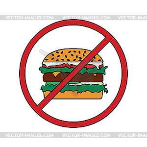 Flat design icon of Prohibited hamburger - vector image