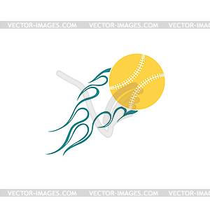 Baseball fire ball icon - vector image