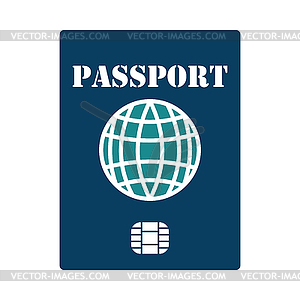 Passport with chip icon - vector clip art