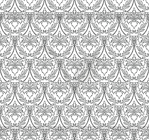 Damask Seamless Outline Pattern - vector clip art