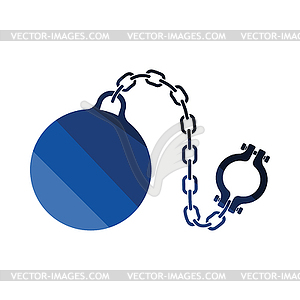 Fetter with ball icon - vector clipart