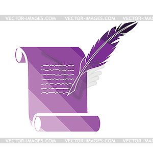 Feather and scroll icon - vector EPS clipart