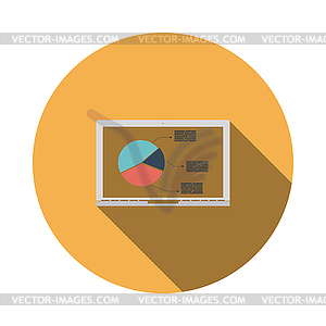 Laptop with analytics diagram icon - vector clipart