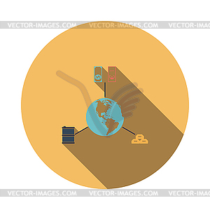 Oil, dollar and gold with planet concept icon - vector image