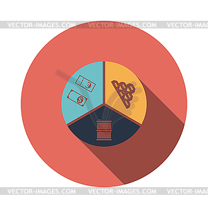 Oil, dollar and gold chart concept icon - vector clipart