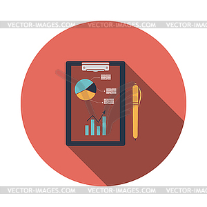 Writing tablet with analytics chart and pen icon - vector clip art