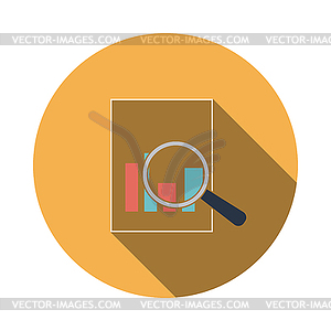 Magnificent glass on paper with chart icon - vector clipart