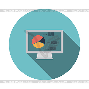 Monitor with analytics diagram icon - vector image