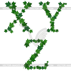 Summer maples leaves letter set - vector image