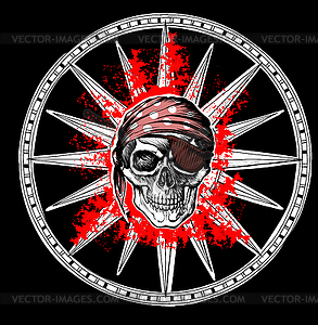 Wind rose skull - vector image