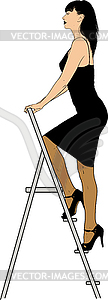 Girl in Stairs - vector clipart