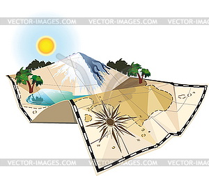Concept map with moutain and lake - vector clipart