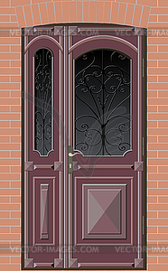 Закрытую дверь с решеткой - векторный клипарт / векторное изображение