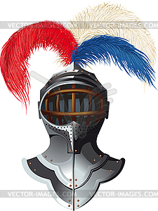 Steel helmet with feathers - vector clipart / vector image