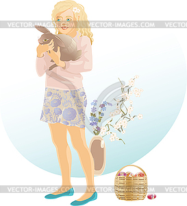 Easter girl - vector clipart