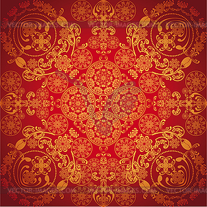 Floral design red brown - vector clipart / vector image