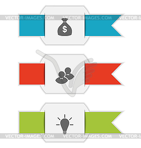 Group paper brochures with infographic icons - vector clip art