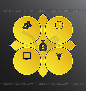 Modern design circles with info graphic icons - vector clipart