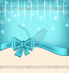 Glow celebration card with gift bow - vector image