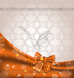 Cute brown backdrop with ribbon bow - royalty-free vector image