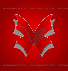 Cut out butterfly, red paper - vector image