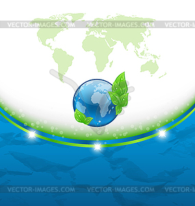 Eco background with earth map and environment symbol - vector clip art