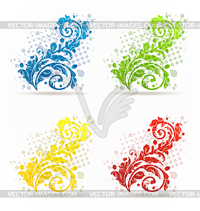 Four seasonal floral colorful set - vector image