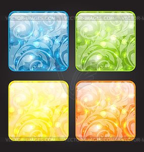 Set four seasonal icon with floral colorful - vector image