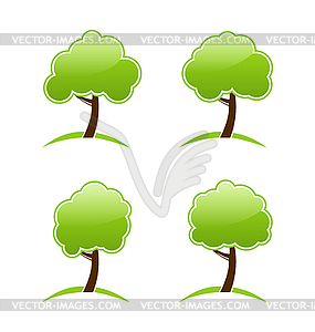 Abstract green various icons trees - vector clip art