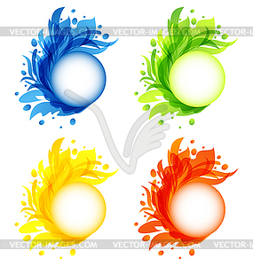 Four seasonal flourish colorful frames - vector image