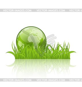 Зеленый фон экология концепции с травой и - векторный клипарт / векторное изображение