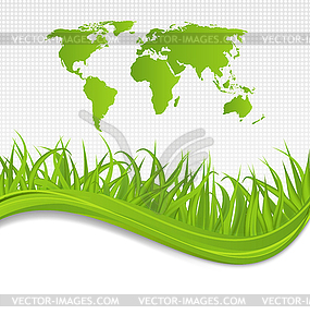 Nature background with map earth and grass - stock vector clipart