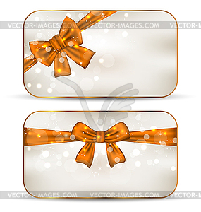 Group of beautiful cards with gift bows - vector image