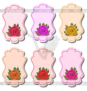 Collection beautiful labels with roses - stock vector clipart