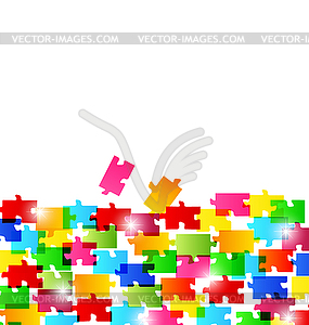 Абстрактный фон из разноцветных частей головоломки - рисунок в векторе